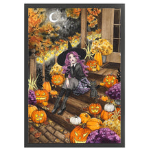 Load image into Gallery viewer, Yishu - Halloween Witch And Black Cat - 50*70CM 11CT 3 Stamped Cross Stitch
