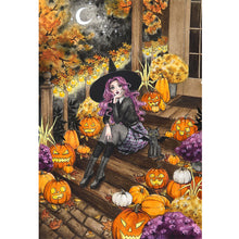 Load image into Gallery viewer, Yishu - Halloween Witch And Black Cat - 50*70CM 11CT 3 Stamped Cross Stitch
