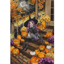 Load image into Gallery viewer, Yishu - Halloween Witch And Black Cat - 50*70CM 11CT 3 Stamped Cross Stitch
