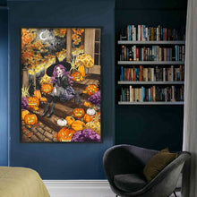 Load image into Gallery viewer, Yishu - Halloween Witch And Black Cat - 50*70CM 11CT 3 Stamped Cross Stitch
