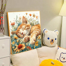 Load image into Gallery viewer, Orange Cat In Flower Garden 40*40CM(Canvas) Full Round Drill Diamond Painting
