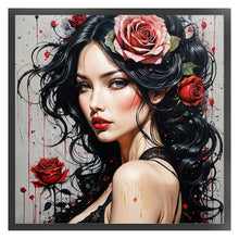 Load image into Gallery viewer, Huancan - Pink Rose Girl - 50*50CM 11CT 3 Stamped Cross Stitch
