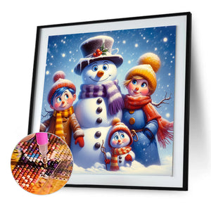 Snowman And Family 40*40CM(Canvas) Full Round Drill Diamond Painting