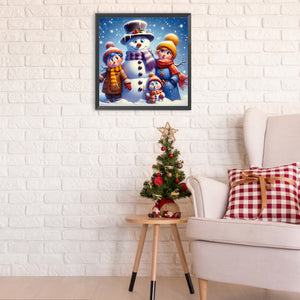 Snowman And Family 40*40CM(Canvas) Full Round Drill Diamond Painting