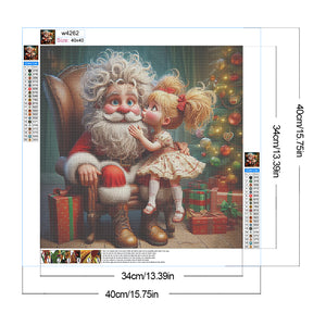Christmas Santa Claus And Girl 40*40CM(Canvas) Full Round Drill Diamond Painting