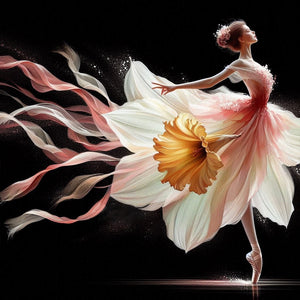Daffodils And Dancing Girl 40*40CM(Canvas) Full Round Drill Diamond Painting