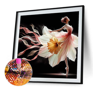 Daffodils And Dancing Girl 40*40CM(Canvas) Full Round Drill Diamond Painting