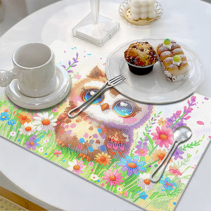 Animal Diamond Painting Placemat Heat Resistant Diamond Art Table Mat (Owl)