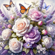 Load image into Gallery viewer, Butterfly Flower Clusters 30*30CM(Canvas) Full Round Drill Diamond Painting
