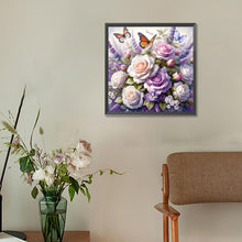 Load image into Gallery viewer, Butterfly Flower Clusters 30*30CM(Canvas) Full Round Drill Diamond Painting
