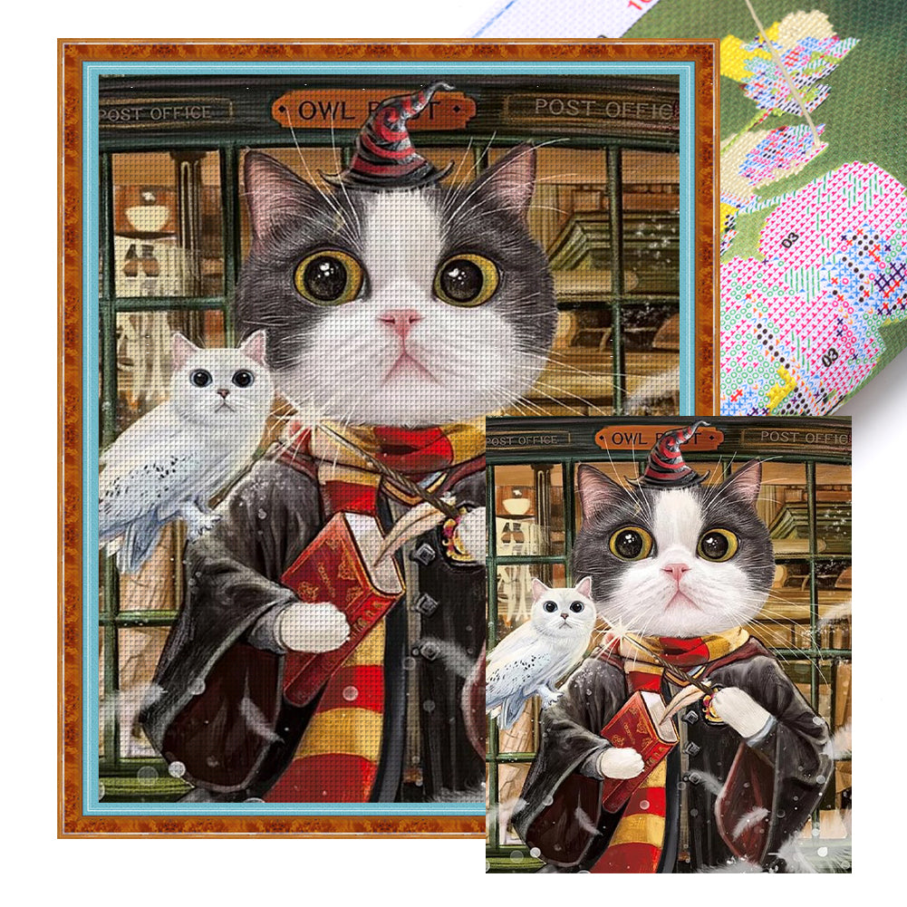 Mona Lisa Silk Brand - Magic Black Cat - 50*63CM 11CT 3 Stamped Cross Stitch