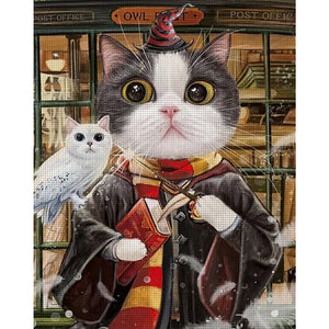 Mona Lisa Silk Brand - Magic Black Cat - 50*63CM 11CT 3 Stamped Cross Stitch