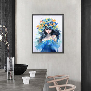 Watercolor Girl With Wreath 40*50CM(Picture) Full Round Drill Diamond Painting