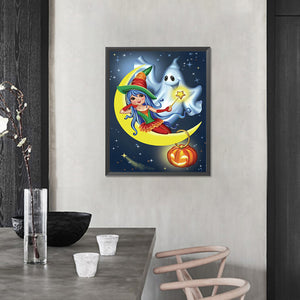 Witch And Little Ghost 40*50CM(Picture) Full Round Drill Diamond Painting