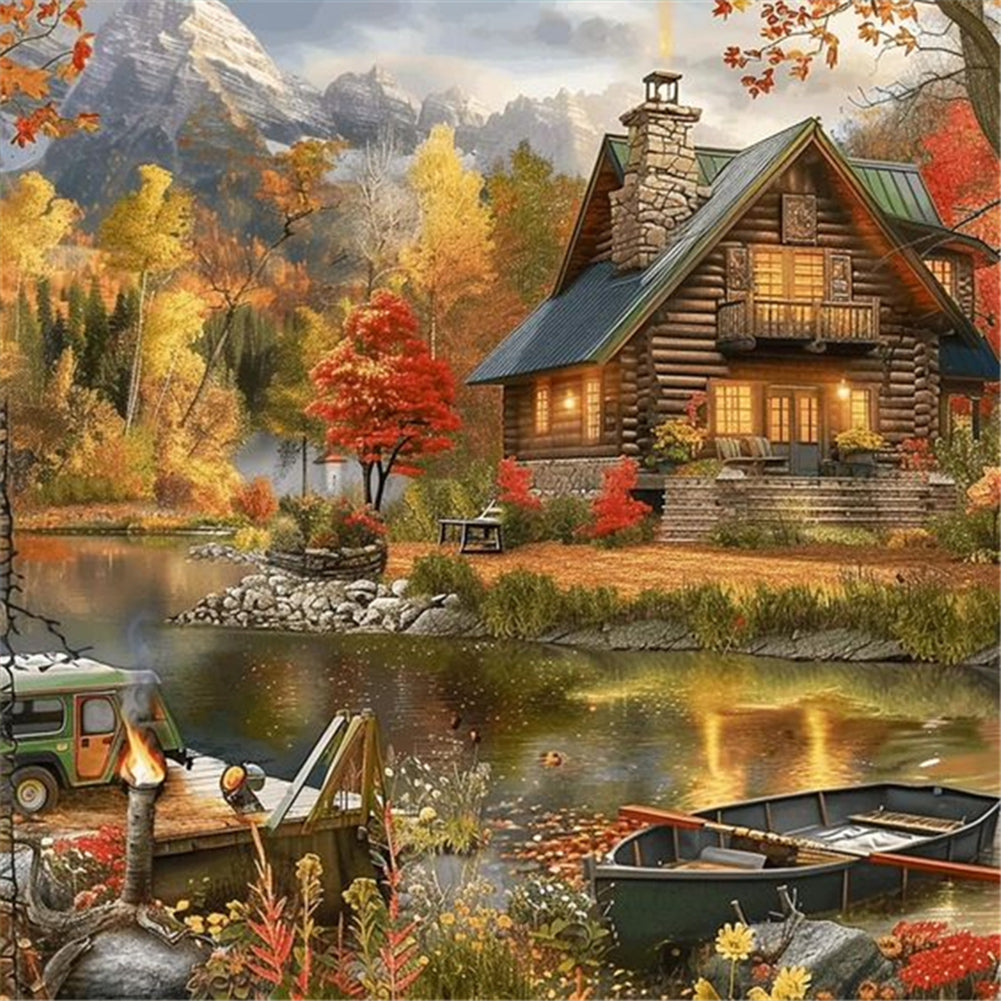 Village Houses 40*40CM(Canvas) Full Round Drill Diamond Painting