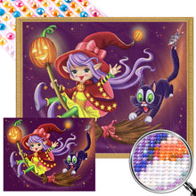 Load image into Gallery viewer, Black Cat And Little Witch 50*40CM(Picture) Full Round Drill Diamond Painting
