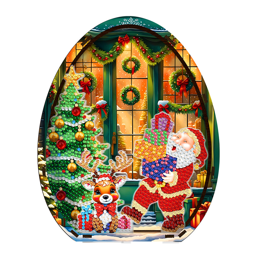 Christmas Wooden Santa Claus Diamond Painting Desktop Ornaments for Bedroom Table Decor