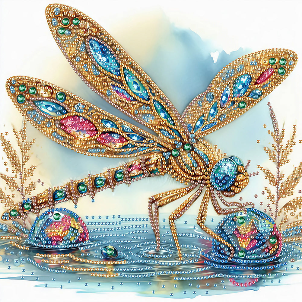 Gorgeous Dragonfly 30*30CM(Canvas) Partial Special Shaped Drill Diamond Painting