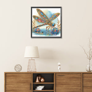 Gorgeous Dragonfly 30*30CM(Canvas) Partial Special Shaped Drill Diamond Painting