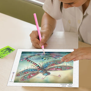 Gorgeous Dragonfly 30*30CM(Canvas) Partial Special Shaped Drill Diamond Painting