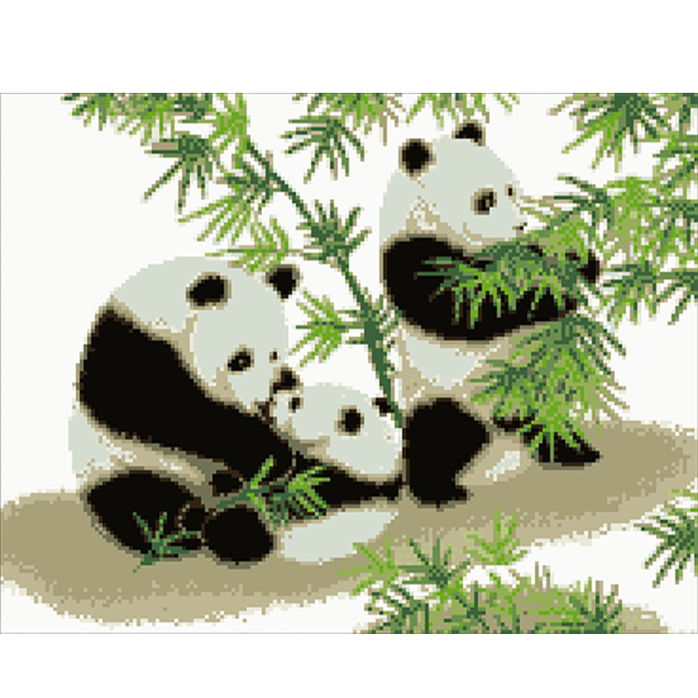 Panda - Partial  9CT Stamped Cross Stitch - Bead Embroidery 52x40CM/20.47x15.75in