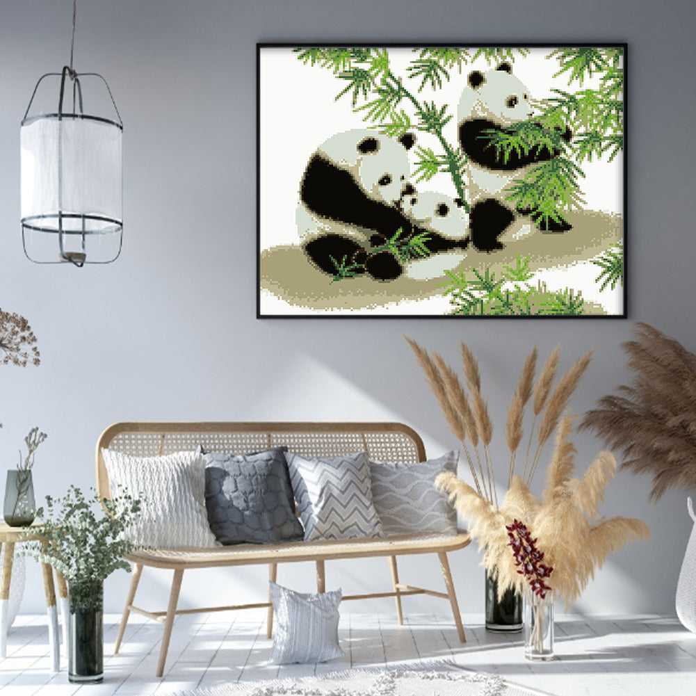 Panda - Partial  9CT Stamped Cross Stitch - Bead Embroidery 52x40CM/20.47x15.75in