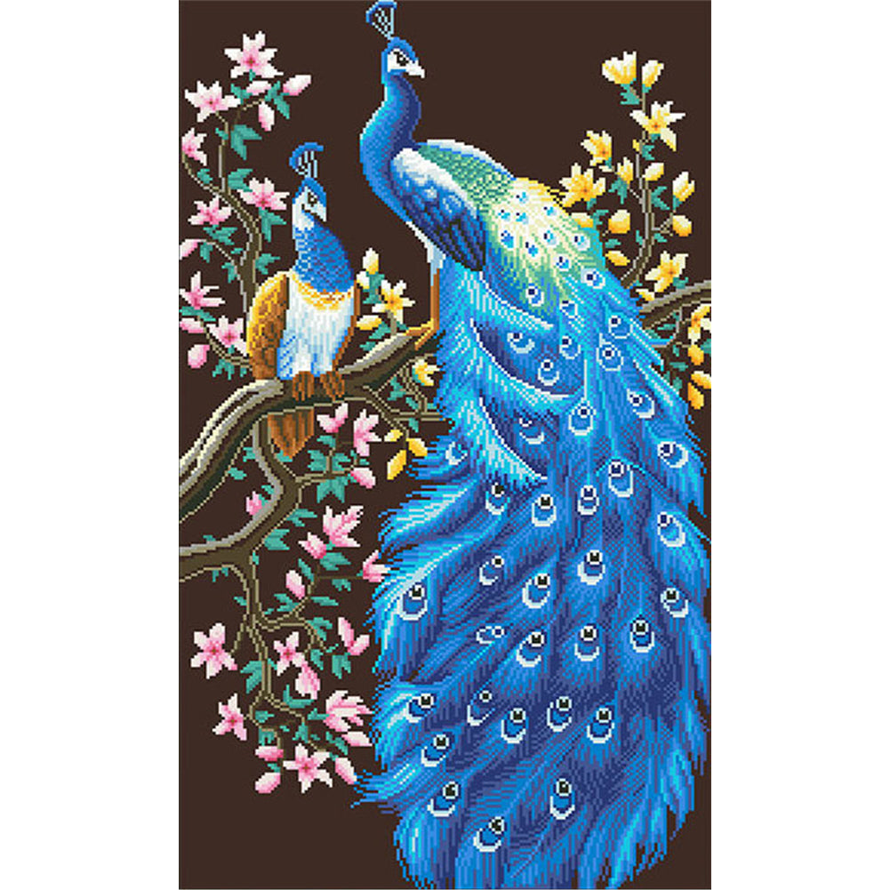 Wealth-attracting Peacock - Full  9CT Stamped Cross Stitch - Bead Embroidery 45x78CM/17.72x30.71in