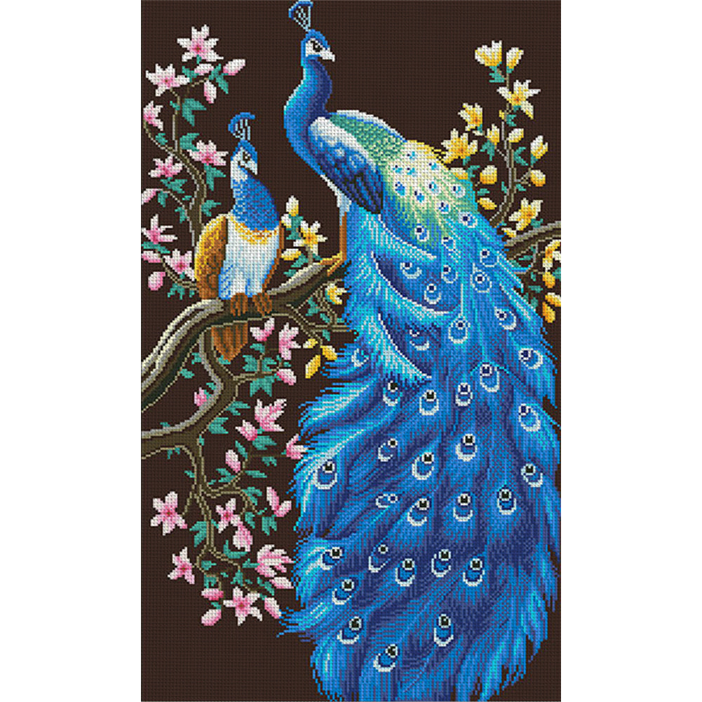Wealth-attracting Peacock - Full  9CT Stamped Cross Stitch - Bead Embroidery 45x78CM/17.72x30.71in