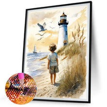 Load image into Gallery viewer, Children At The Lighthouse 30*40CM(Picture) Full Square Drill Diamond Painting
