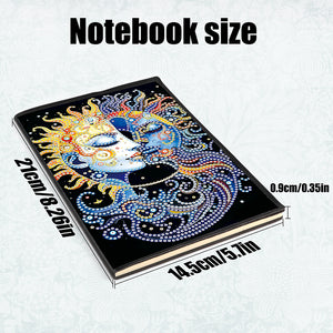 50 Pages A5 Special Shaped Sun Moon Face 5D DIY Mosaic Drill Notebook Craft