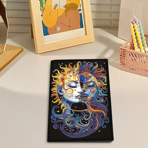 50 Pages A5 Special Shaped Sun Moon Face 5D DIY Mosaic Drill Notebook Craft