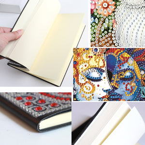 50 Pages A5 Special Shaped Sun Moon Face 5D DIY Mosaic Drill Notebook Craft