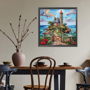 Seaside Cottage 40*40CM(Canvas) Full Round Drill Diamond Painting