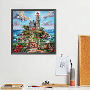 Seaside Cottage 40*40CM(Canvas) Full Round Drill Diamond Painting