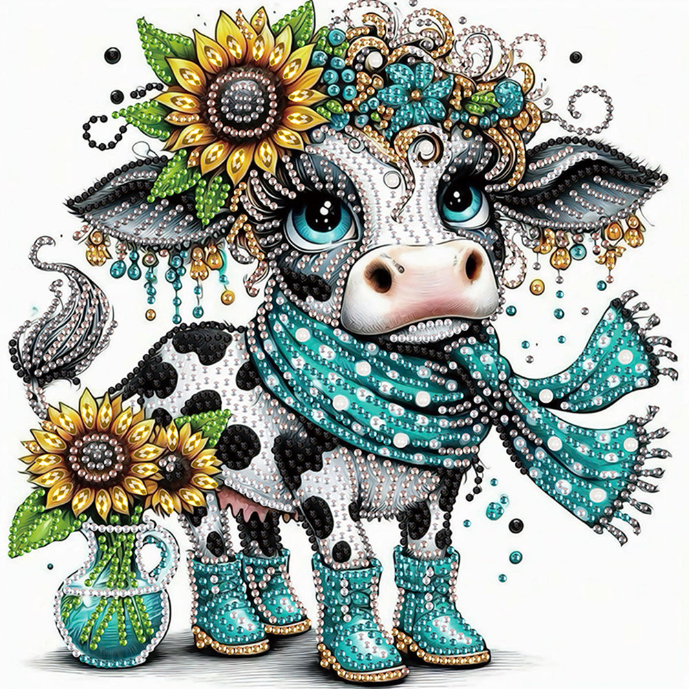 Cute Cows 30*30CM(Canvas) Partial Special Shaped Drill Diamond Painting