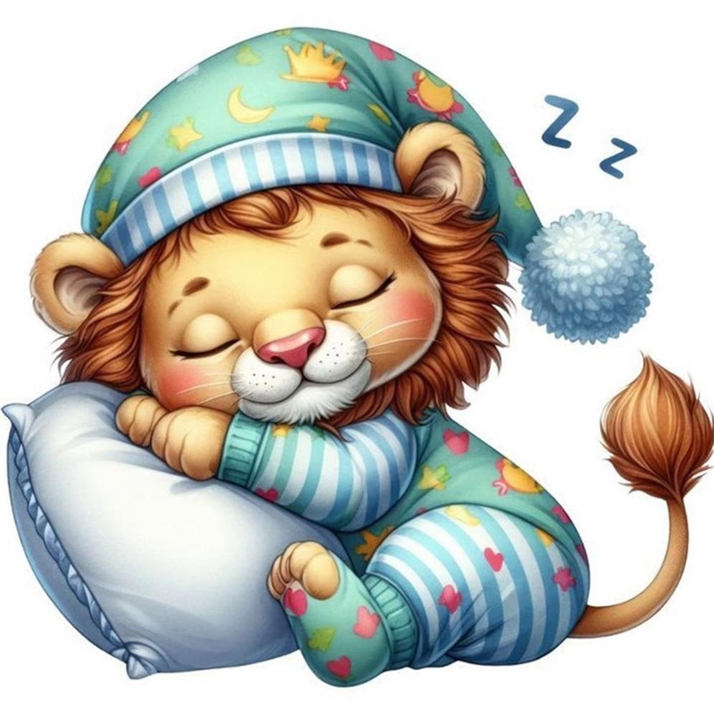 Sleeping Lion - Full 11CT Stamped Cross Stitch 40x40CM - Band