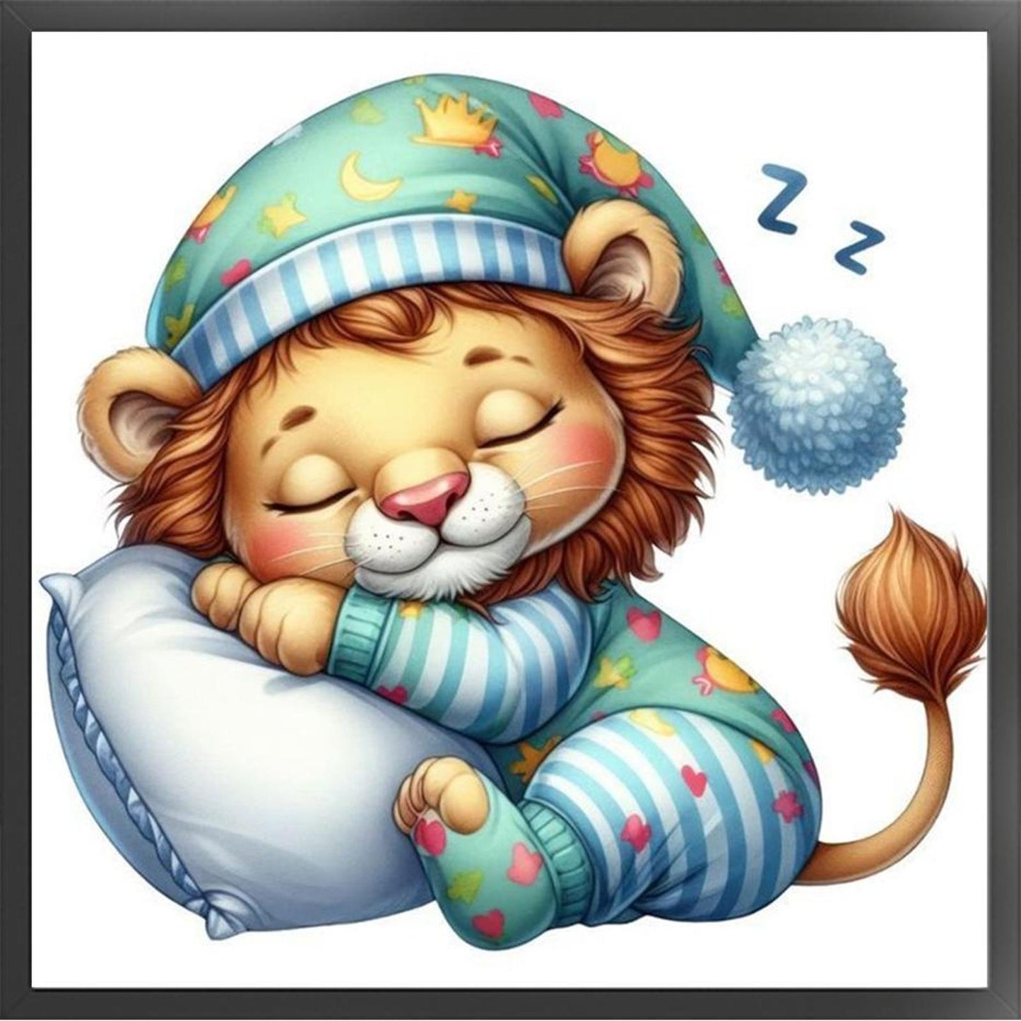 Sleeping Lion - Full 11CT Stamped Cross Stitch 40x40CM - Band