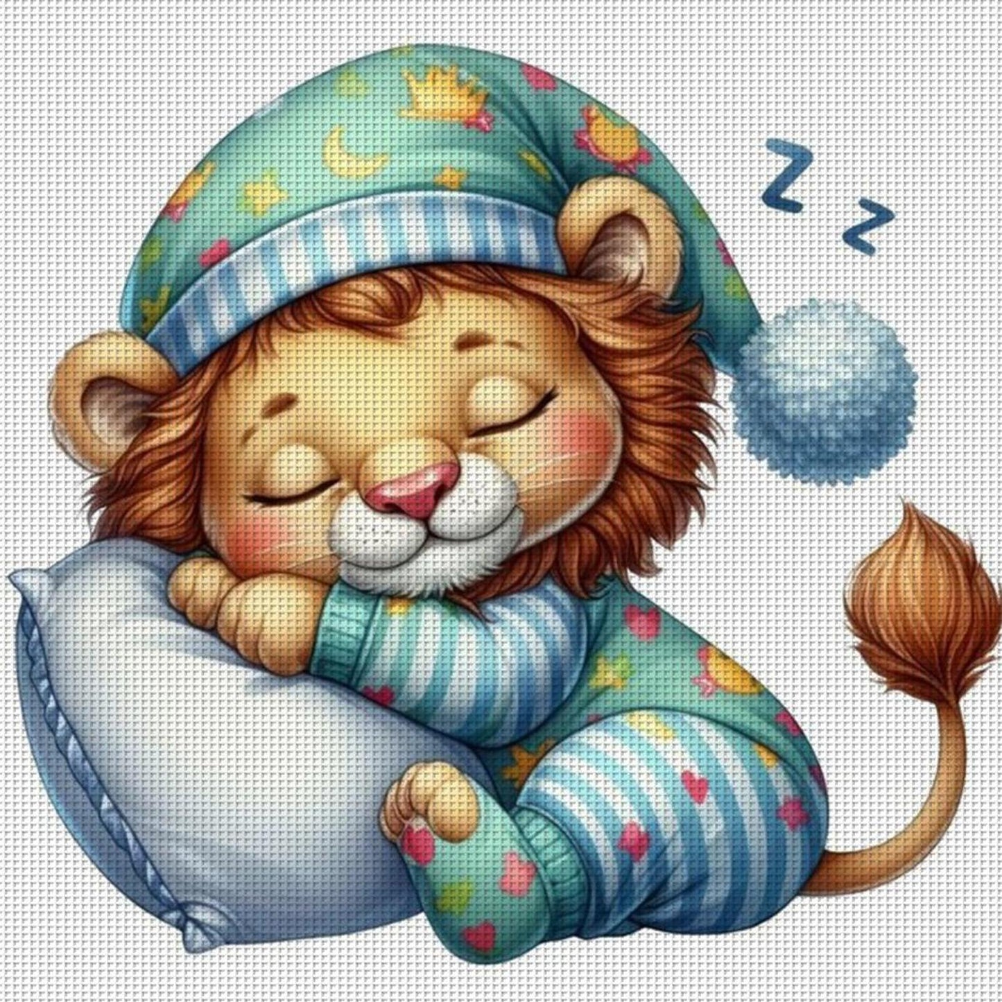 Sleeping Lion - Full 11CT Stamped Cross Stitch 40x40CM - Band