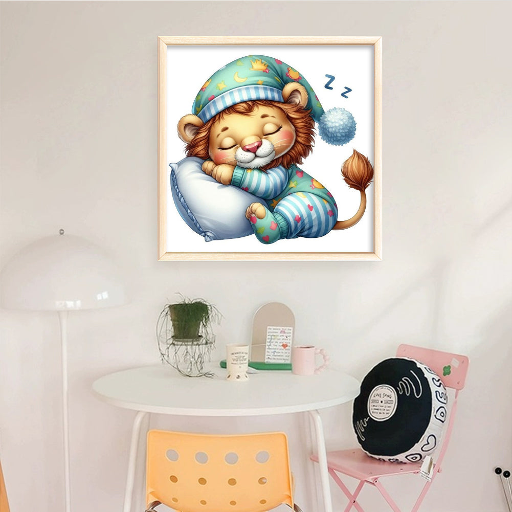 Sleeping Lion - Full 11CT Stamped Cross Stitch 40x40CM - Band