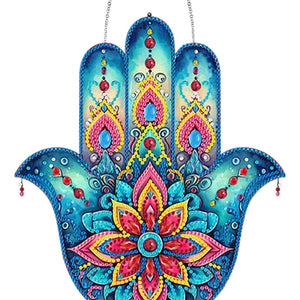 Acrylic Lotus Palm 5D DIY Diamond Painting Dots Pendant for Garden Window Decor