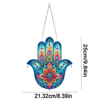 Load image into Gallery viewer, Acrylic Lotus Palm 5D DIY Diamond Painting Dots Pendant for Garden Window Decor
