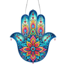 Load image into Gallery viewer, Acrylic Lotus Palm 5D DIY Diamond Painting Dots Pendant for Garden Window Decor
