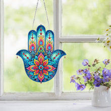 Load image into Gallery viewer, Acrylic Lotus Palm 5D DIY Diamond Painting Dots Pendant for Garden Window Decor

