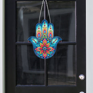 Acrylic Lotus Palm 5D DIY Diamond Painting Dots Pendant for Garden Window Decor