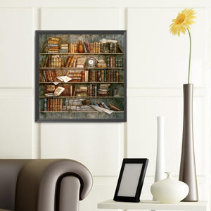 Bookshelf 40*40CM(Canvas) Full Round Drill Diamond Painting
