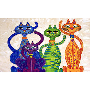 High Street Cat 50*30CM(Canvas) Full Round Drill Diamond Painting