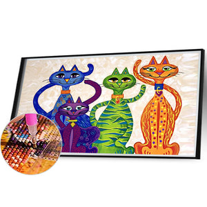 High Street Cat 50*30CM(Canvas) Full Round Drill Diamond Painting
