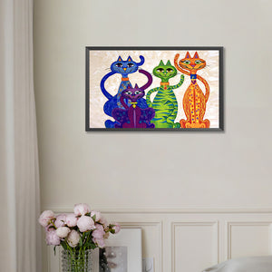 High Street Cat 50*30CM(Canvas) Full Round Drill Diamond Painting