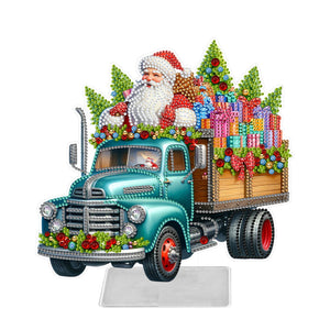 Christmas Acrylic Special Shape Santa Claus Gift Truck Desktop Diamond Art Kits