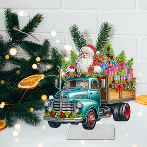 Christmas Acrylic Special Shape Santa Claus Gift Truck Desktop Diamond Art Kits